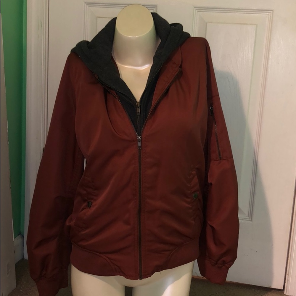 Burnt orange & gray bomber jacket